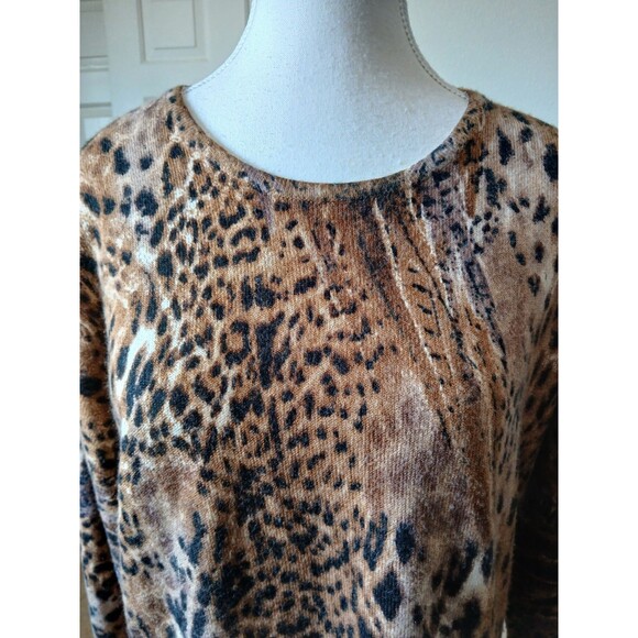 Cathy Daniels Womens Top  Sweater 100%Cashmere Large Animal Print Pullover - Picture 6 of 13